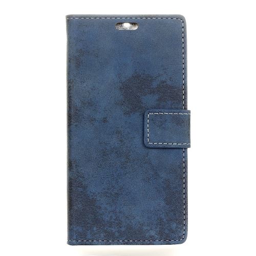 Etui en PU style vintage avec support bleu foncé pour votre Motorola Moto Z4 Play
