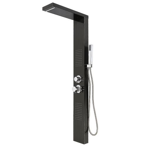 OOBEST® Colonne de douche Murale en Acier Inox Avec hydromassante -15*47*130cm - noir