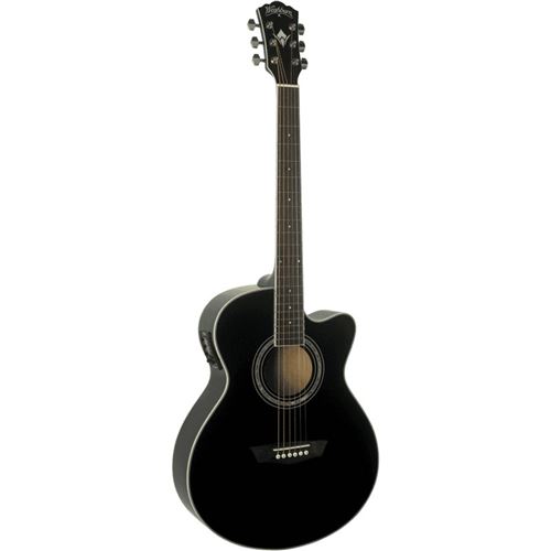 Washburn EA12B Mini Jumbo Cutaway Noire - Guitare électro-acoustique