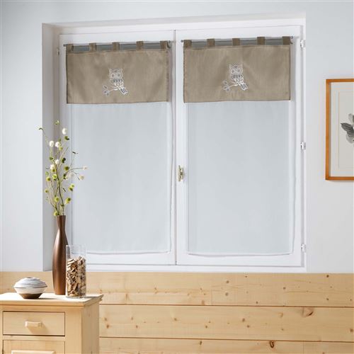 Paire droite passants 2 x 60 x 120 cm shantung brode+voile uni bibou Lin