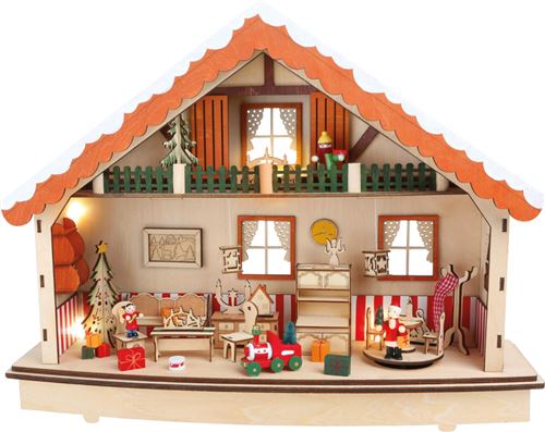 Boîte À Musique Et Lampe En Bois Maisonnette