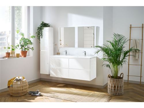 BOBOCHIC ALANI ensemble de salle de bain meuble 120 cm et colonne Blanc