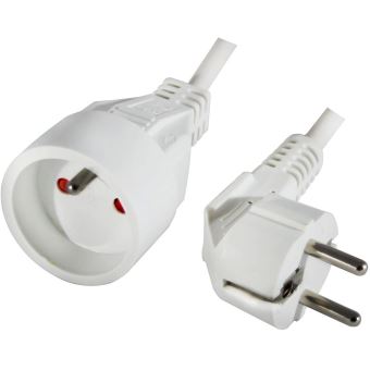 Câble électrique Zenitech - Prolongateur qualité HO3VVH2F 2x 0.75 prise 6A Blanc 5m