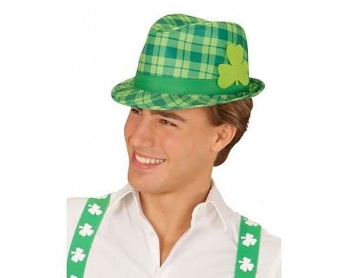 Chapeau tartan vert avec trèfle Saint Patrick adulte