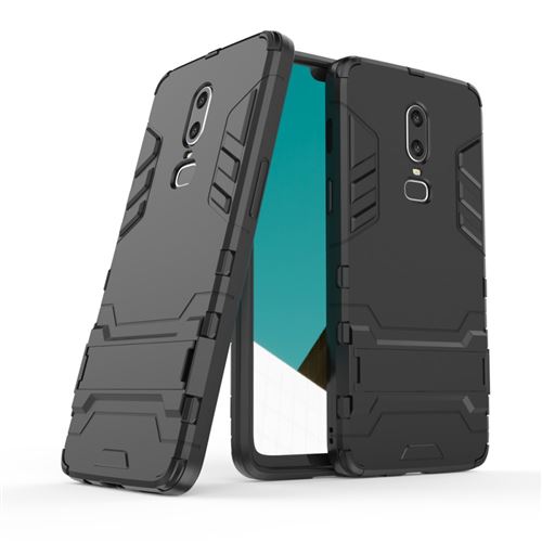 Coque en TPU frais hybride de garde noir pour votre OnePlus 6