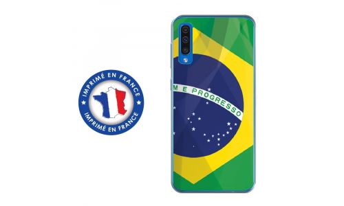 Coque souple pour Samsung Galaxy A50 avec impression Motifs drapeau du Brésil