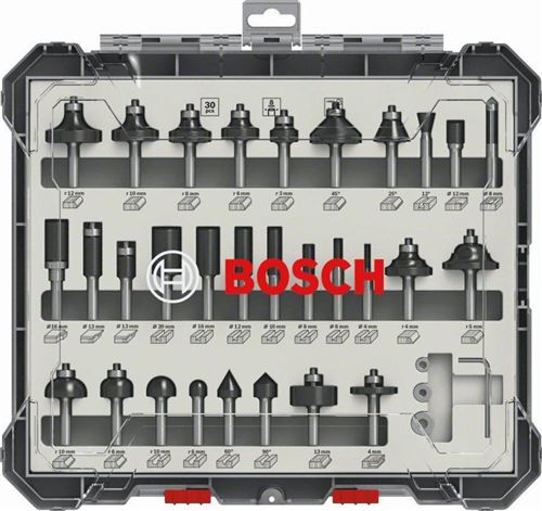 Coffret De 30 Fraises Mixtes à Ø Queue De 8 Mm Bosch - 2607017475