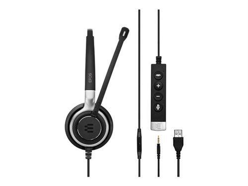 EPOS I SENNHEISER IMPACT SC 665 USB - Headset - op oor - met bekabeling - USB, 3,5 mm-stekker - zwart, zilver