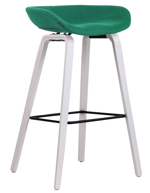 Tabouret de bar Anaheim en feutrine à 4 pieds , Vert/Bois de chêne Blanc