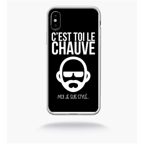 Coque c est toi le chauve moi je suis styl 1 compatible apple iphone x bord transparent