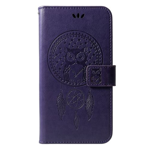 Etui en PU capteur de rêves de hibou violet pour votre Samsung Galaxy J6 Plus/J6 Prime