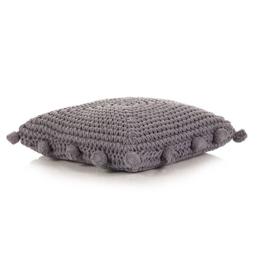 vidaXL Coussin de plancher carré Coton tricoté 50 x 50 cm Gris
