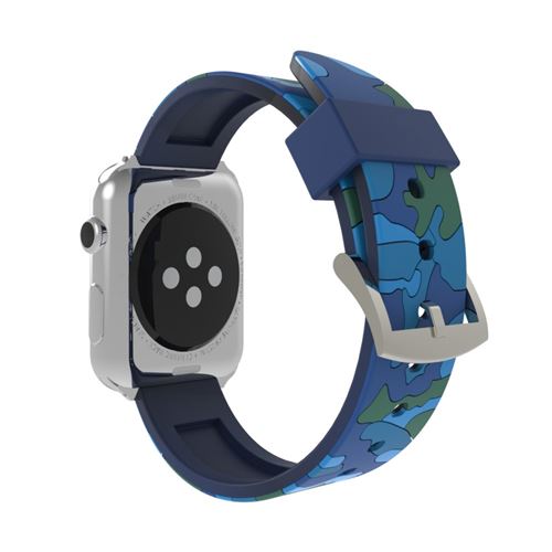 Bracelet en silicone motif camouflage souple bleu pour votre Apple Watch Series 4 44mm/Series 3/2/1 42mm