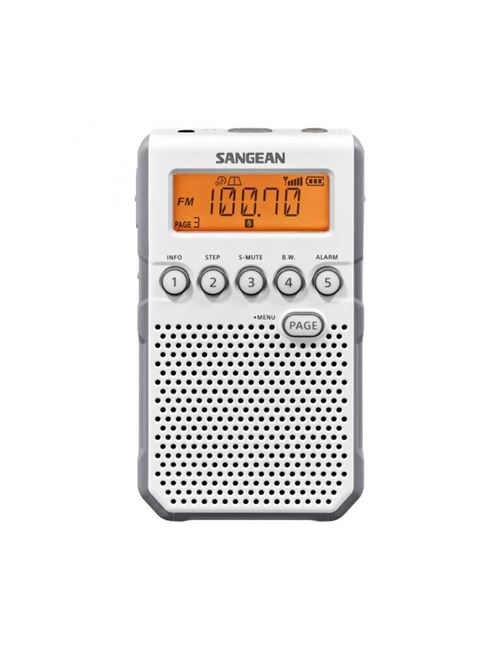 sangean dt-800 blanco radio digital bolsillo am fm con rds pantalla lcd batería recargable