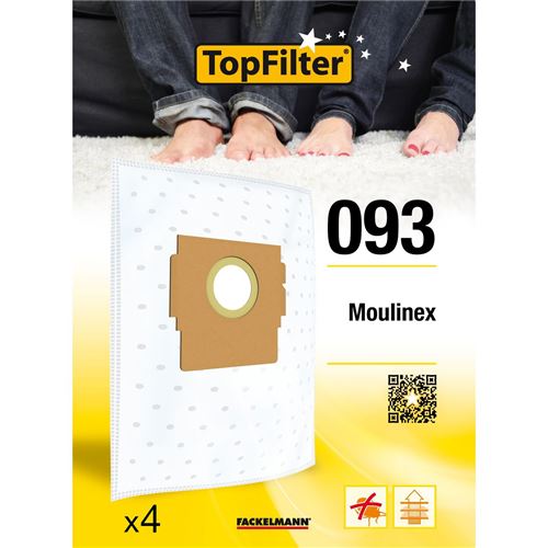 TopFilter 93, 4 sacs aspirateur pour Moulinex boîte de sacs d'aspiration en non-tissé, 4 sacs à poussière (30 x 26 x 0,1 cm)
