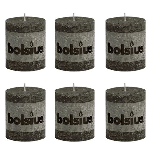 Lot de 6 bougies 80 x 68 mm gris fumé Bolsius