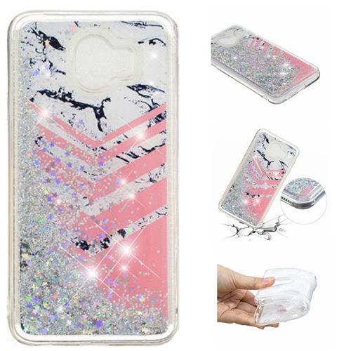 Coque en TPU paillettes scintillantes dynamiques motif en marbre et en forme de v pour votre Samsung Galaxy J4 (2018)