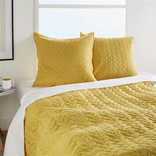 Parure Lit 2 P. Tresses Dessus Lit 2 Taies Ocre Atmosphera