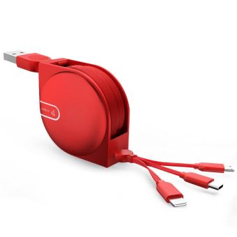 Watt & Co Chargeur universel mural USB pour smartphone et tablette avec  câble 3 en 1 rétractable - Rouge - Prises Électriquesfavorable à acheter  dans notre magasin