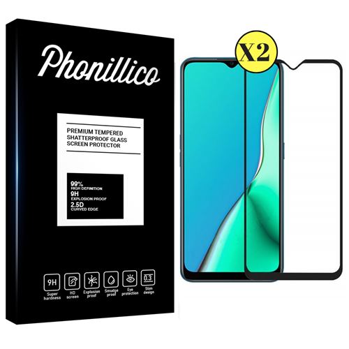 Verre Trempe pour OPPO RENO A9 2020 [Pack 2] Film Transparent Bord Noir Vitre Protection Ecran [Phonillico®]