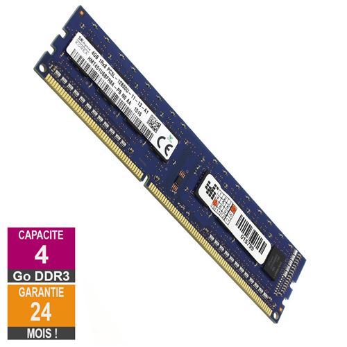 Barrette Mémoire 4Go Ram Ddr3 Hynix Hmt451U6Bfr8A-Pb Dimm Pc3-12800U