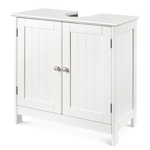 Armoire de bains avec Lavabo Meuble de Salle Vasque - 2 étage Rangement à Double Porte - Blanc 60*30*60cm