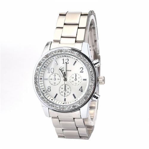 Montres Genève femmes de cristal bling fille bracelet à quartz en acier inoxydable unisexe