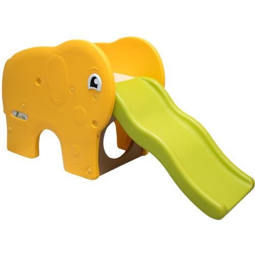LittleTom Toboggan forme éléphant 153x50x73cm pour enfant à partir de 1 an Jaune Vert