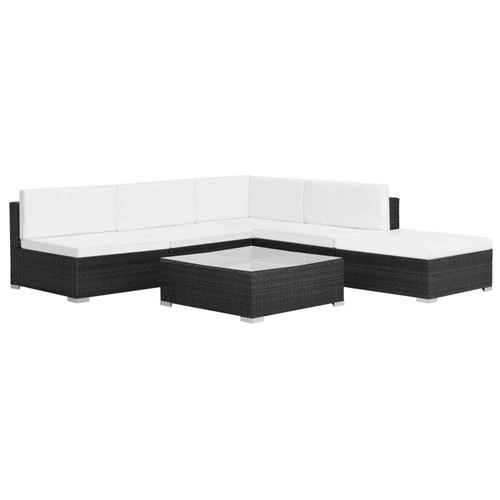 Jeu de canapé de jardin 16 pcs Noir Résine tressée