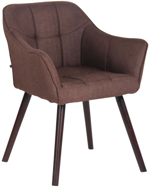 Chaise de salle à manger Falun en tissu - Piètement en bois de hêtre Café - Assise Marron