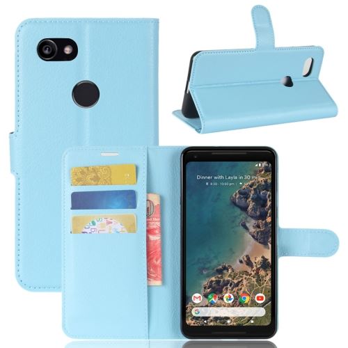 Google Pixel 2 XL Housse Etui Cuir PU Texture Litchi Bleu ALS53119