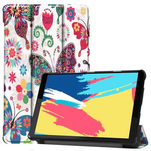 Etui en PU + TPU impression de motifs avec support tri-pliure papillon pour votre Lenovo Tab M8