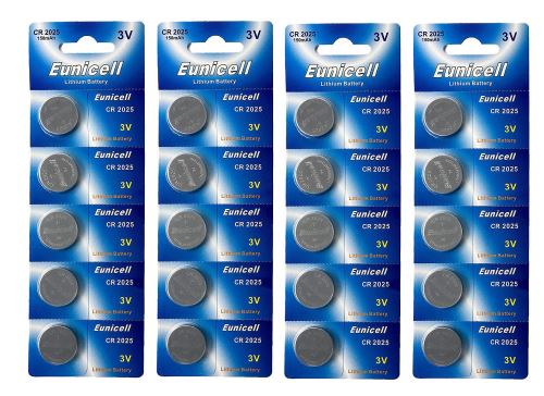 EUNICELL - Lot de 20 PILES Lithium CR2025 3 volts