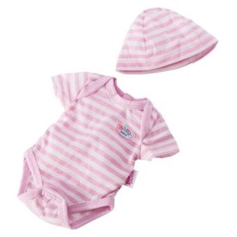 Ensemble body et bonnet raye pour poupon baby born 43 cm (ref.za02) - 1