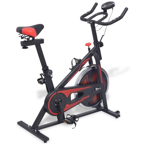 vidaXL Spinningfiets met hartslagsensoren zwart en rood
