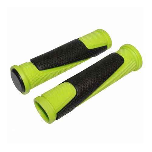 Poignee vtt newton bi-matiere vert-noir l130mm (paire)