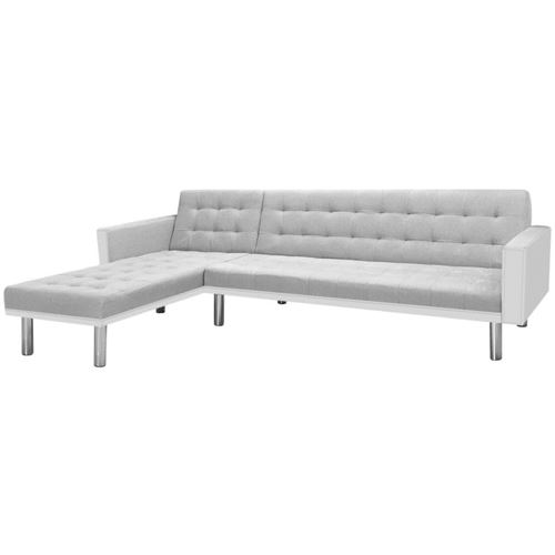 vidaXL Canapé lit inclinaison d'angle Tissu 218 x 155 x 69 cm noir/blanc et gris Blanc et gris