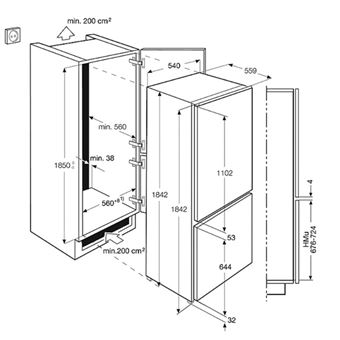 Réfrigérateur combiné intégrable à glissière 303l a+ Electrolux enn3111aow