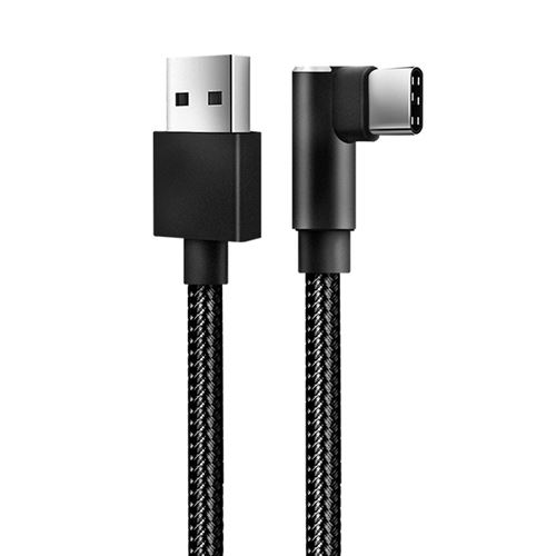 Câble USB Type C Charge et Synchro Prise Coudée Nylon Tressé 1m 4Smarts Noir