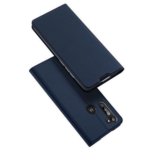 Etui en PU retourner avec porte-carte bleu foncé pour votre Motorola Moto G8 Power