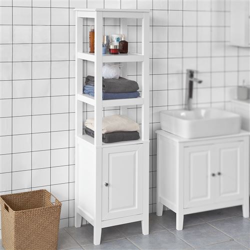 Sobuy Frg205 W Meuble Colonne De Salle De Bain Armoire Toilette Haute Blanc Mobilier De Jardin Achat Prix Fnac