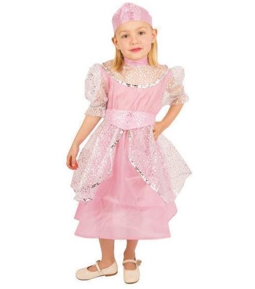 Deguisement enfant princesse marie 8 ans robe rose et argente - panoplie fille taille 128 cm - costume carnaval