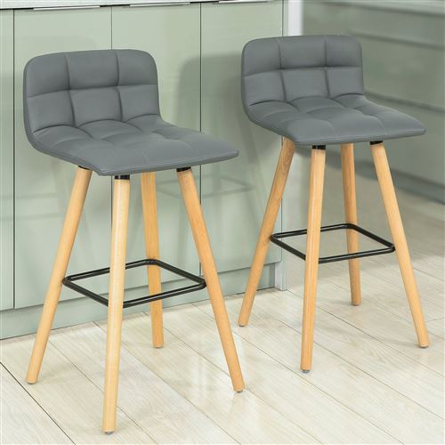 SoBuy® FST50-HGX2 Lot de 2 Tabourets de Bar Cuisine Dossier Repose-Pieds Haute qualité