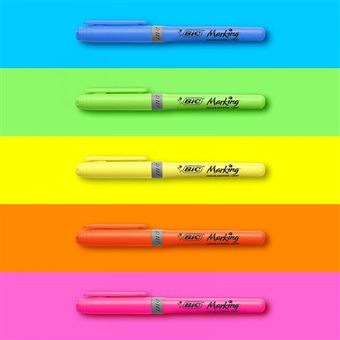 Boîte 15 feutres surligneurs - Couleurs intenses et pastel - Bic