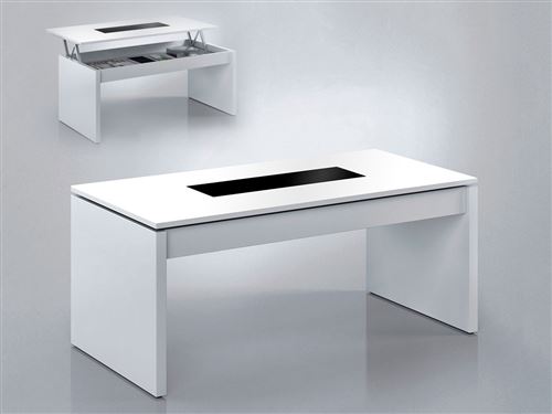 table basse kendy - 102 x 50 x 43 cm - blanc brillant