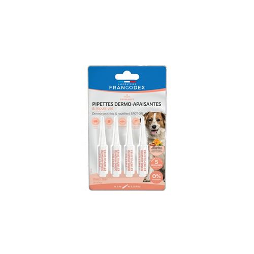 4 Pipettes Dermo-Apaisantes et Repulsives Pour Chiens de 10 kg à 20 kg