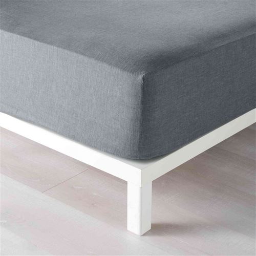 Drap housse 1 personne 90 x 190 cm polycoton uni actually Anthracite