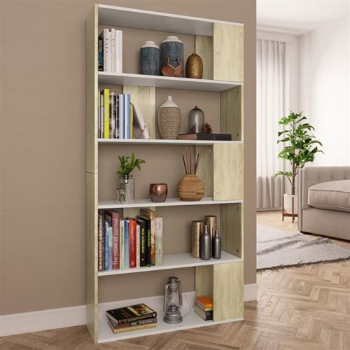 vidaXL Bibliothèque/Séparateur de pièce Blanc chêne sonoma 80x24x159cm