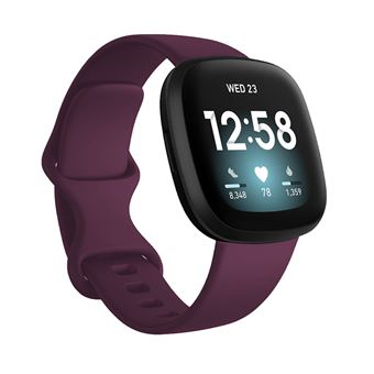 Bracelet en silicone simple pour Fitbit Versa 3 / Sense - Vin rouge(Taille L) - 1