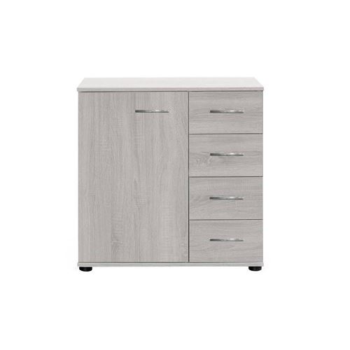 Commode Buffet CARAMELLA 4 tiroirs 1 porte chêne blanchi